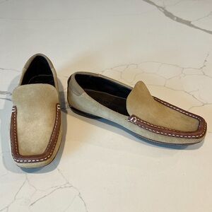 Cole Haan Brown Leather and Tan Suede Driving Loafers Womens Sz 6 B